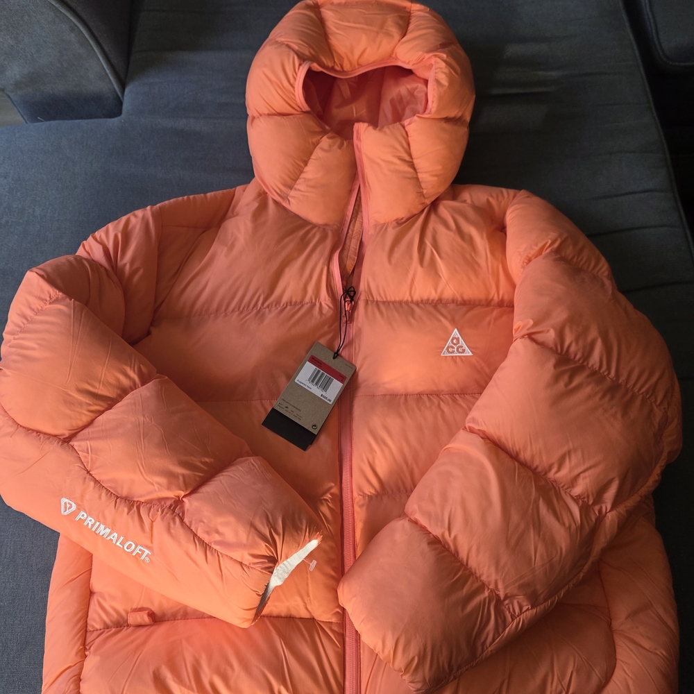 Nike Women's ACG Lunar Lake Therma-FIT ADV Hooded Jacket Wild Mango Size Large